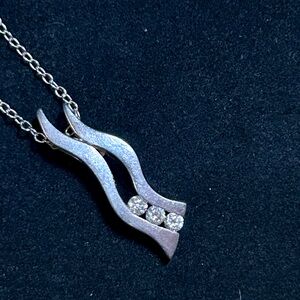 Sterling Silver & Cubic Zirconia Crystal Pendant w/ Chain